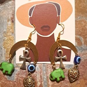 Elephant Ankh Earrings
